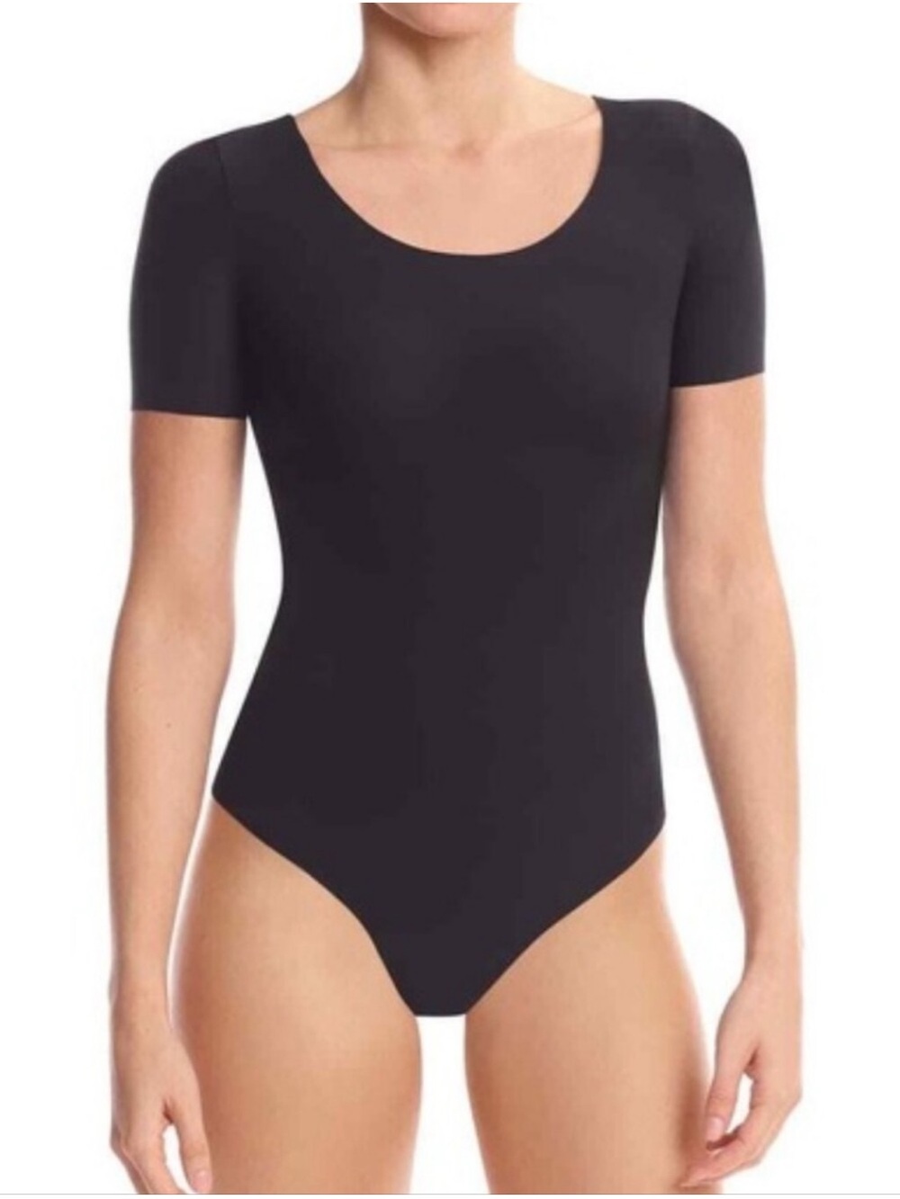 Commando Black Short Sleeve Scoop-Neck Bodysuit (Size Small)